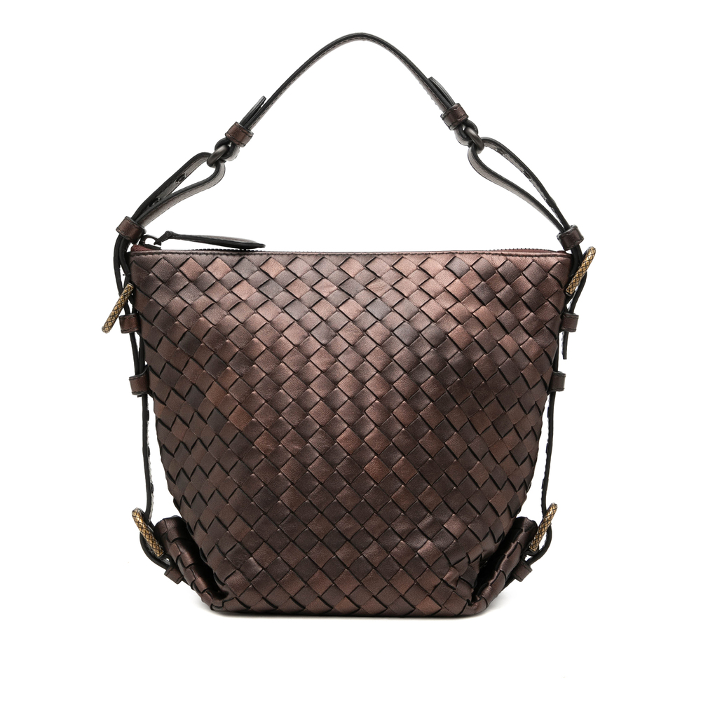 Pre-Loved Bottega Veneta Metallic Nappa Intrecciato Belted Loop Handbag